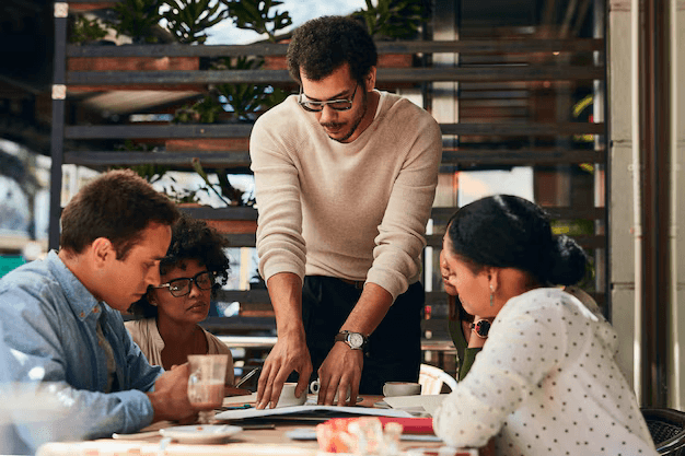 Startup founder mentoring entrepreneur teamwork