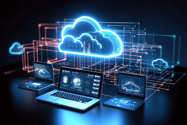 Cloud computing infrastructure data center illustration